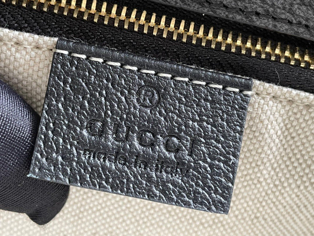 GUCCI HORSEBIT 1955 SADDLE BAG 25 IN BLACK CANVAS AND CALFSKIN
