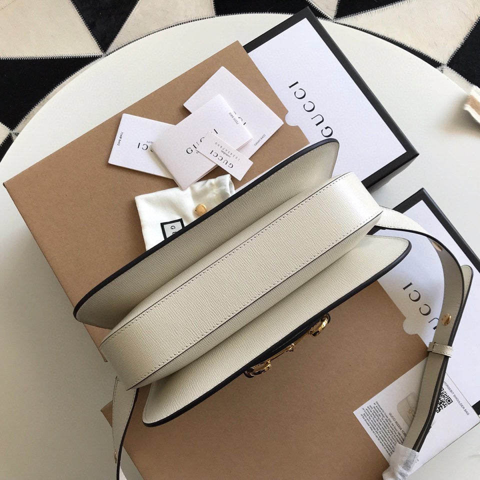 GUCCI HORSEBIT 1955 MINI BAG 25 IN WHITE CALFSKIN
