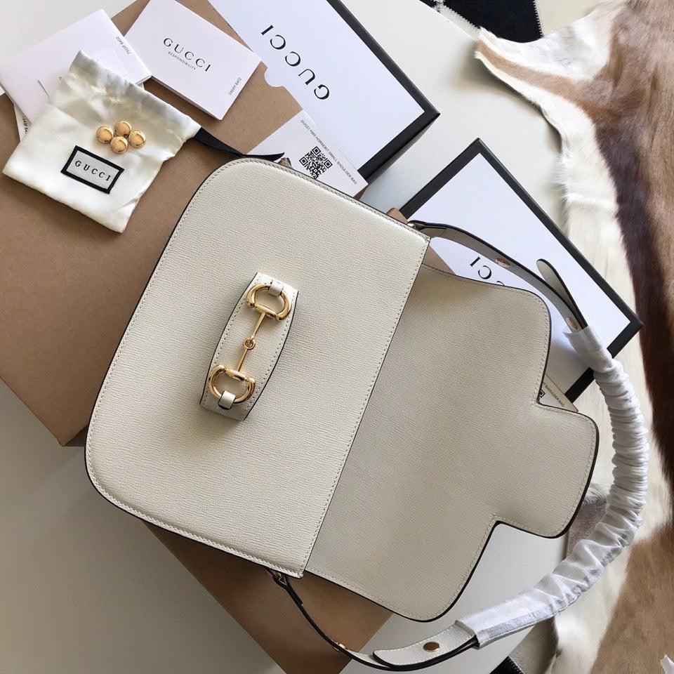 GUCCI HORSEBIT 1955 MINI BAG 25 IN WHITE CALFSKIN