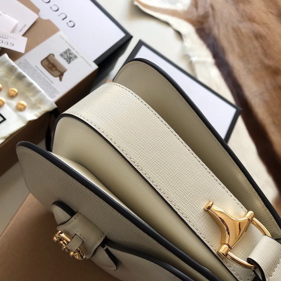GUCCI HORSEBIT 1955 MINI BAG 25 IN WHITE CALFSKIN