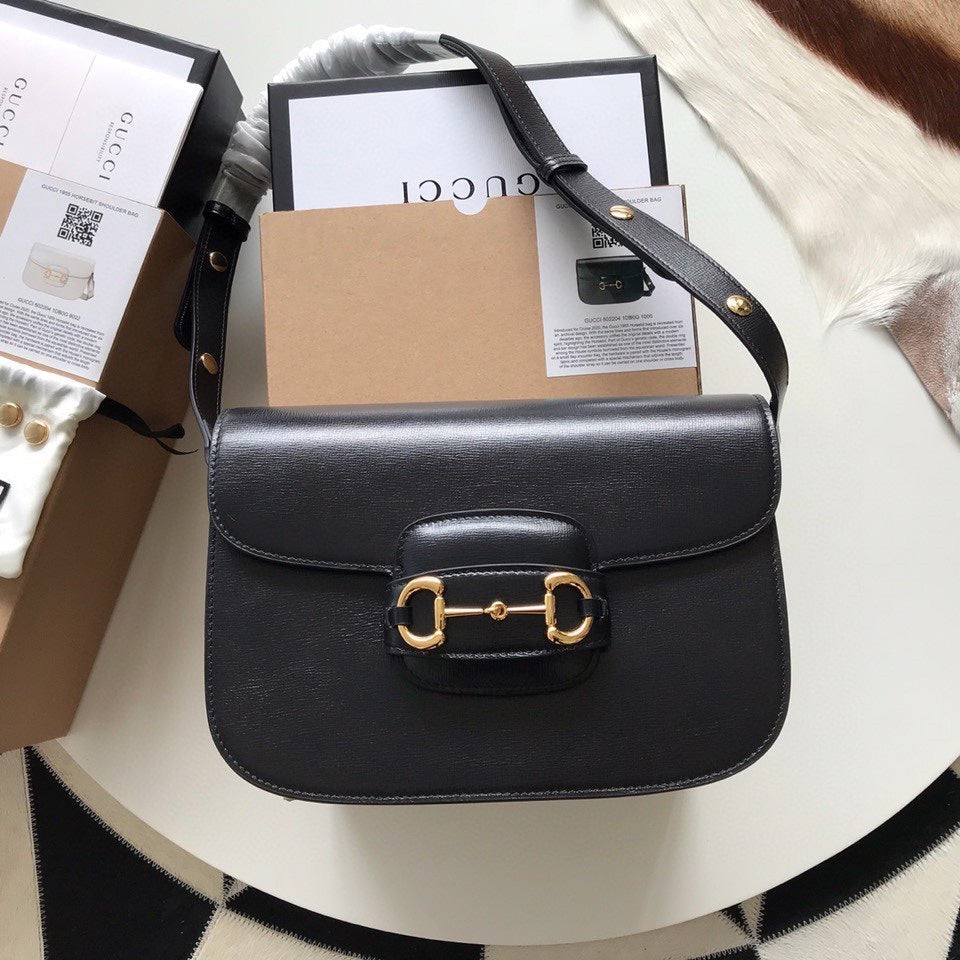 GUCCI HORSEBIT 1955 MINI BAG 25 IN BLACK CALFSKIN