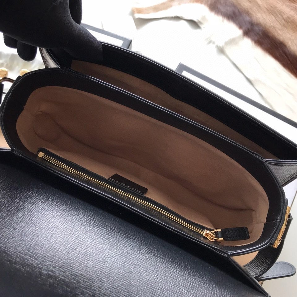 GUCCI HORSEBIT 1955 MINI BAG 25 IN BLACK CALFSKIN