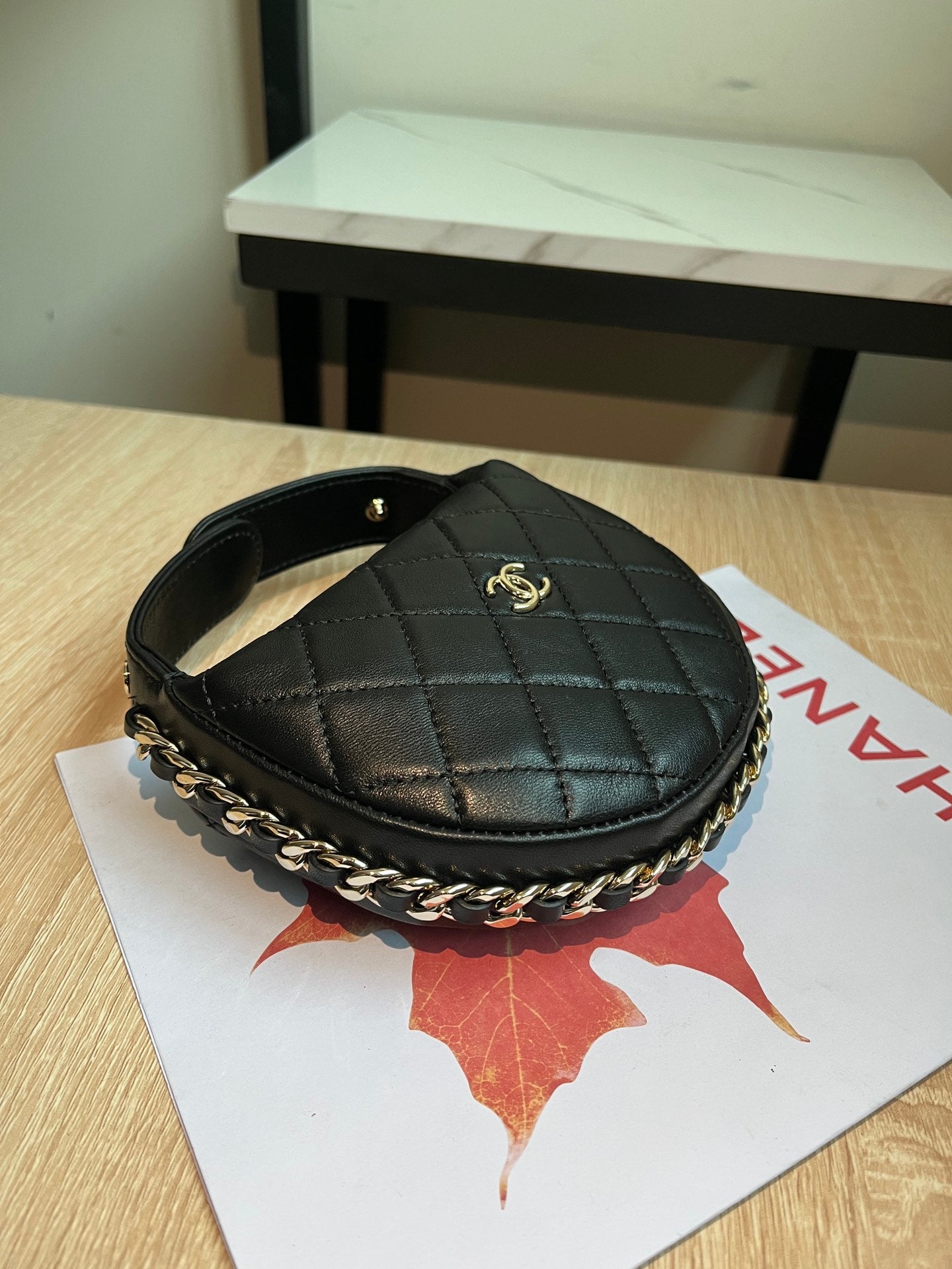 CHANEL MINI HOBO BAG 16 IN BLACK LAMBSKIN