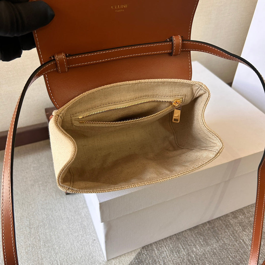CELINE SOFT 18 BEIGE BROWN CALFSKIN