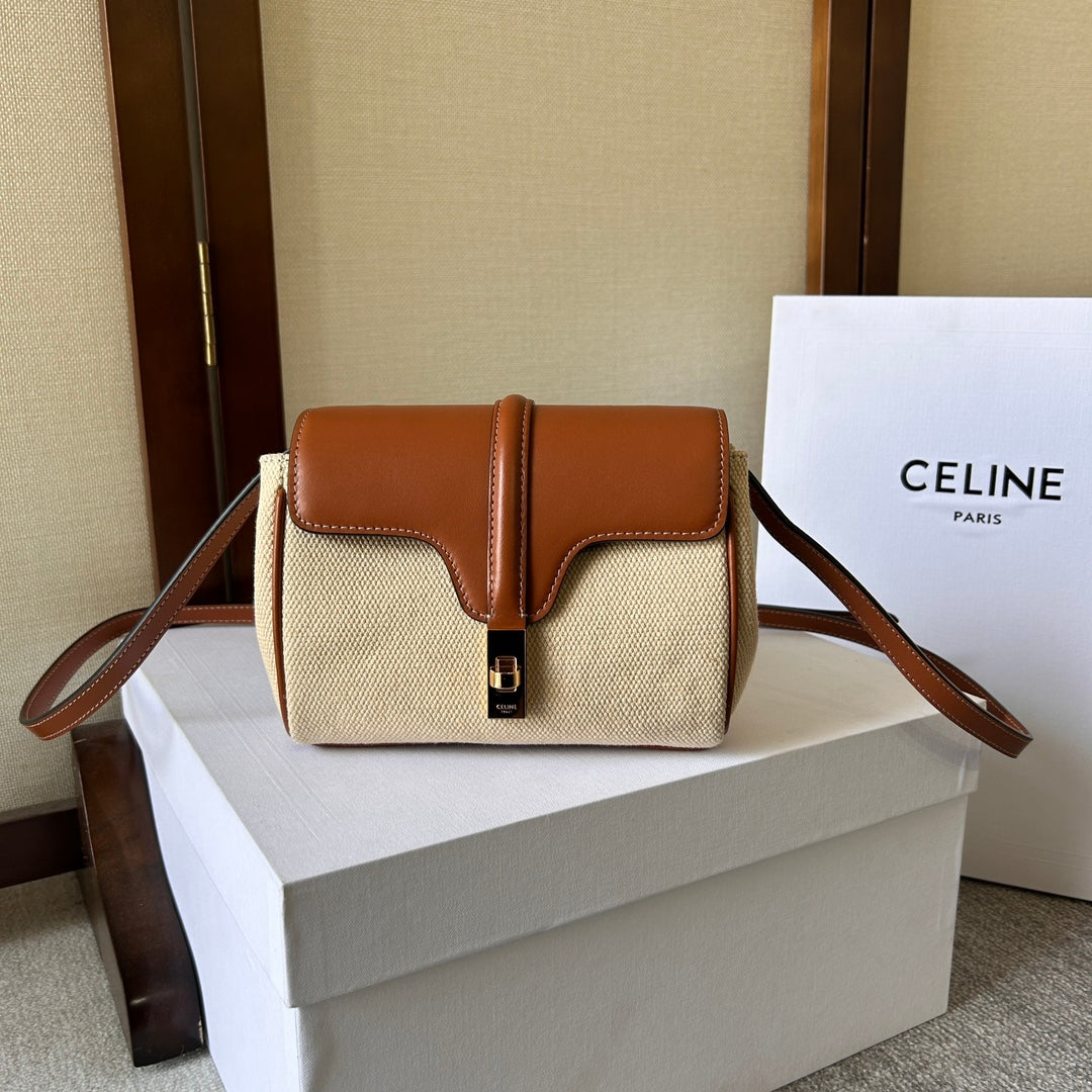 CELINE SOFT 18 BEIGE BROWN CALFSKIN