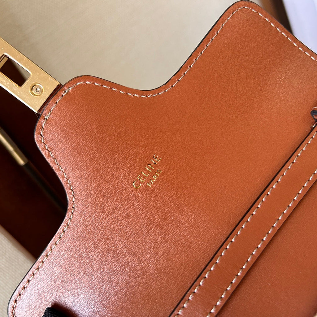 CELINE SOFT 18 BEIGE BROWN CALFSKIN