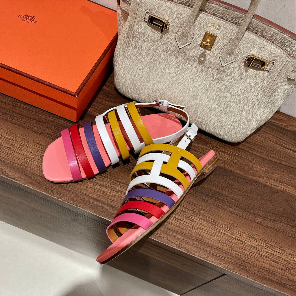 HERMES EPHESE SANDAL MULTI-COLOR CALFSKIN