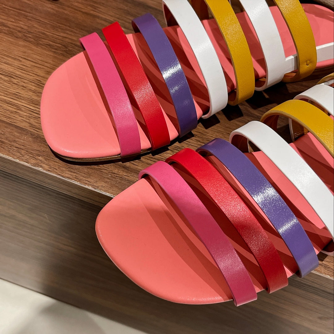 HERMES EPHESE SANDAL MULTI-COLOR CALFSKIN