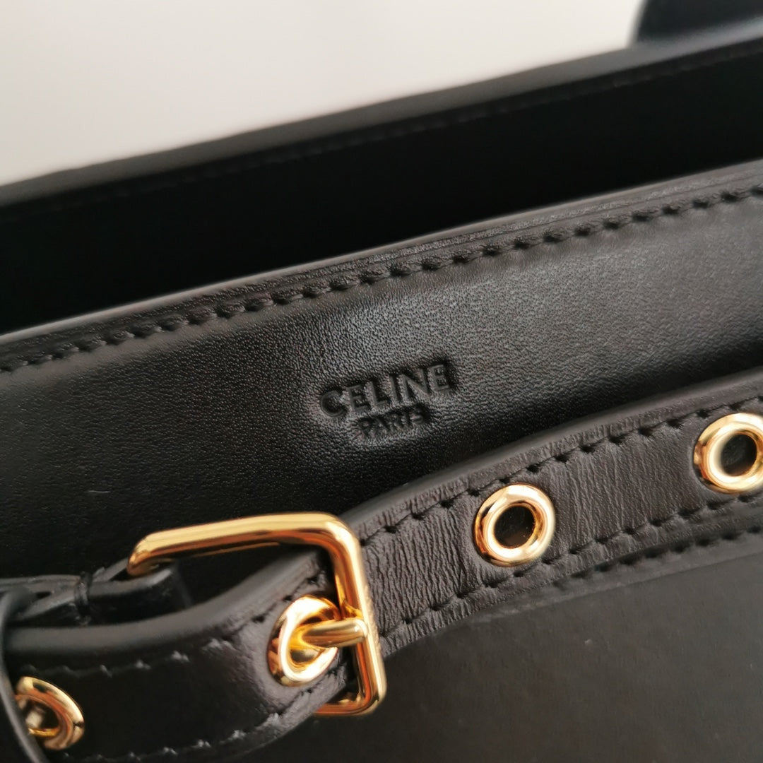 CELINE CONTI BAG 36 IN BLACK CALFSKIN GOLD HARDWARE
