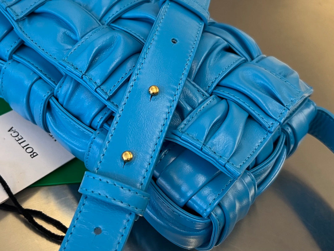 BOTTEGA VENETA MINI CASSETTE 19 IN SKY BLUE SOFT LAMBSKIN