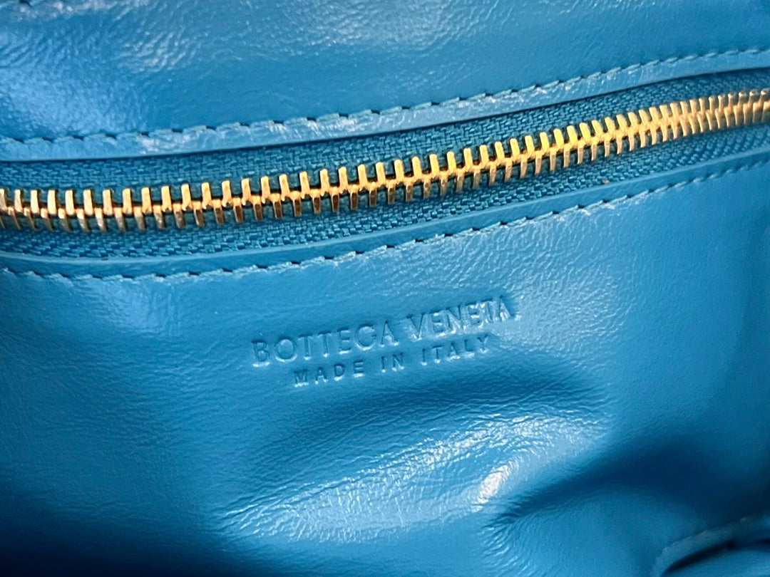 BOTTEGA VENETA MINI CASSETTE 19 IN SKY BLUE SOFT LAMBSKIN