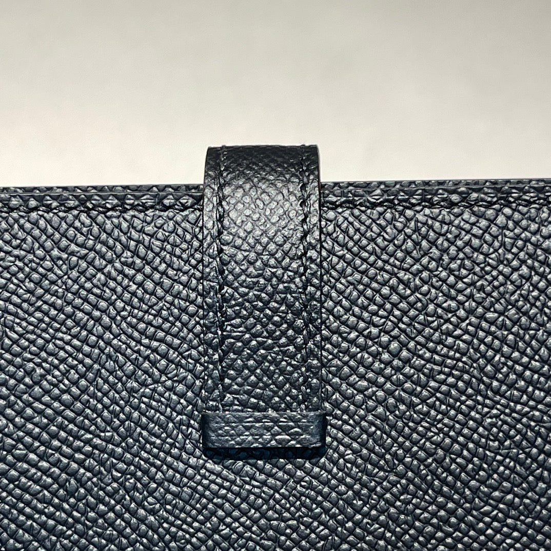 HERMES BEARN WALLET 17.5 BLACK EPSOM GOLD HARDWARE