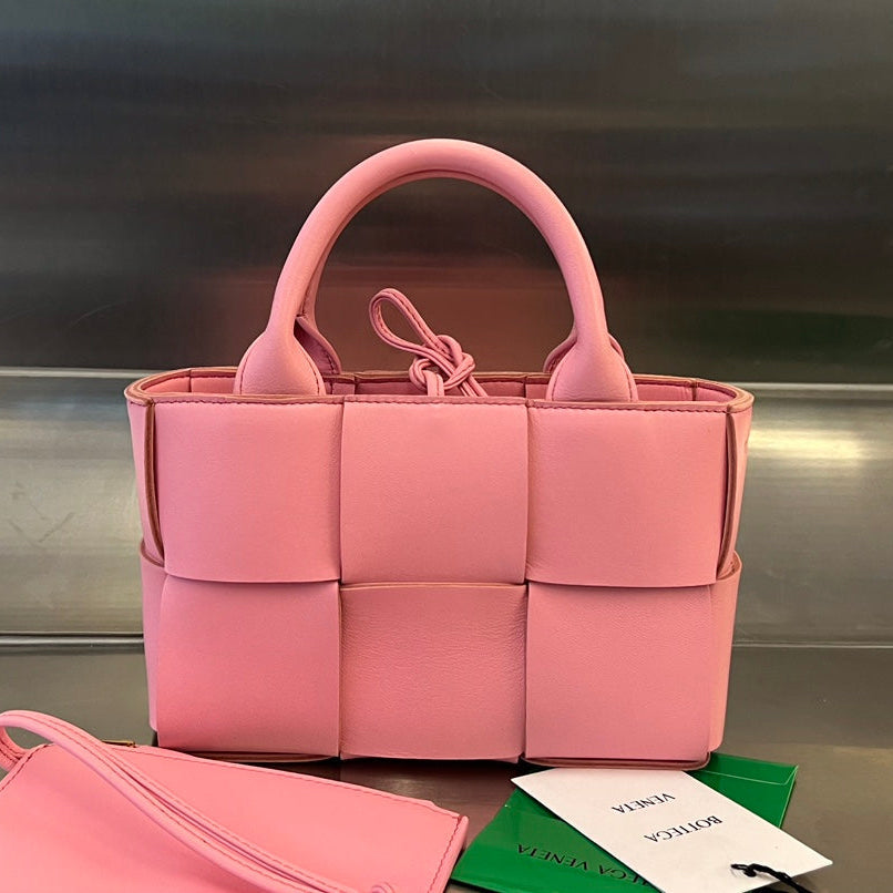 BOTTEGA VENETA CANDY ARCO TOTE 20 IN BLUSH PINK CALFSKIN