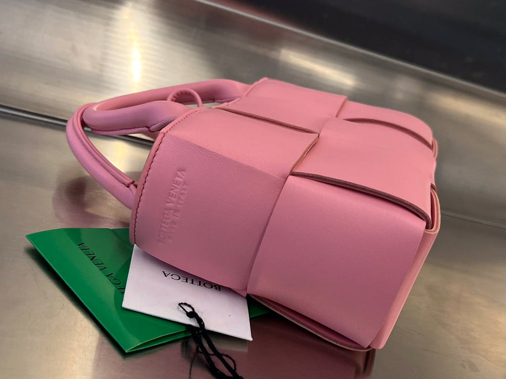 BOTTEGA VENETA CANDY ARCO TOTE 20 IN BLUSH PINK CALFSKIN