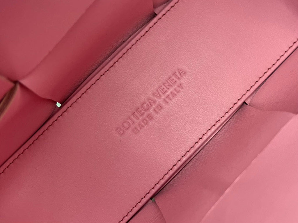 BOTTEGA VENETA CANDY ARCO TOTE 20 IN BLUSH PINK CALFSKIN