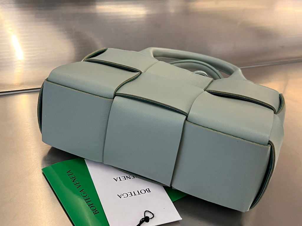 BOTTEGA VENETA CANDY ARCO TOTE 20 IN XANADU GRAY CALFSKIN