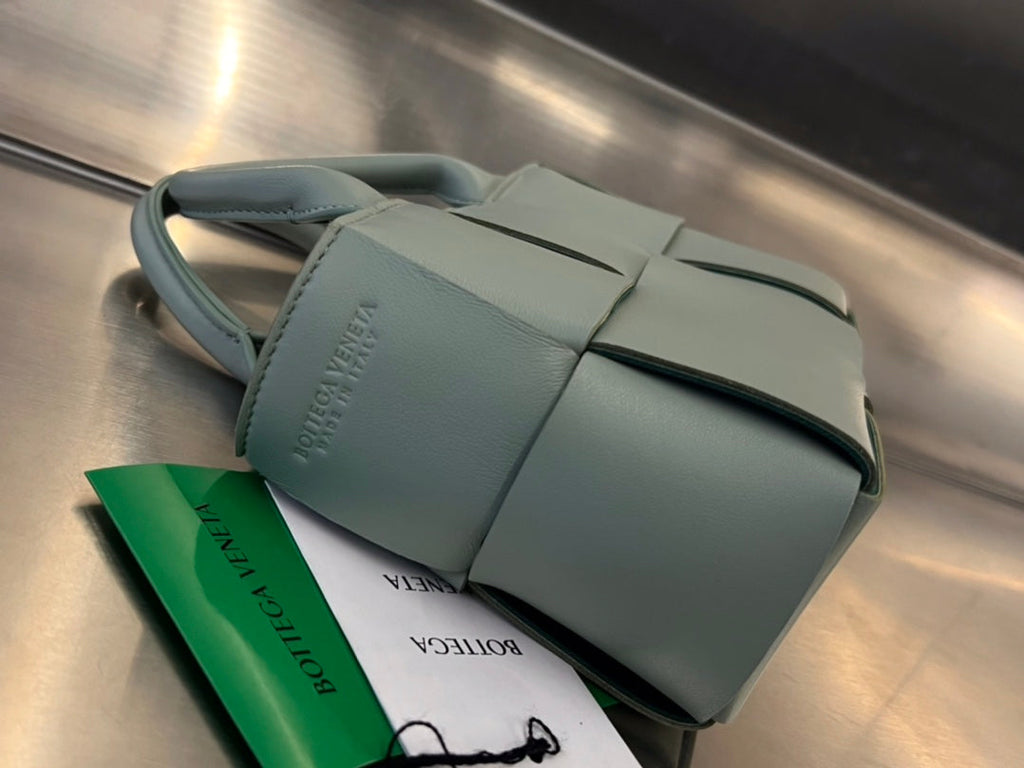 BOTTEGA VENETA CANDY ARCO TOTE 20 IN XANADU GRAY CALFSKIN