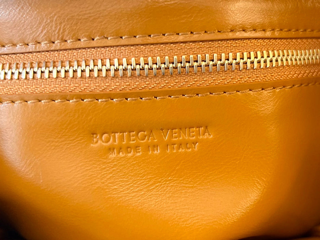 BOTTEGA VENETA MINI CASSETTE 19 IN SANDSTONE ORANGE SOFT LAMBSKIN