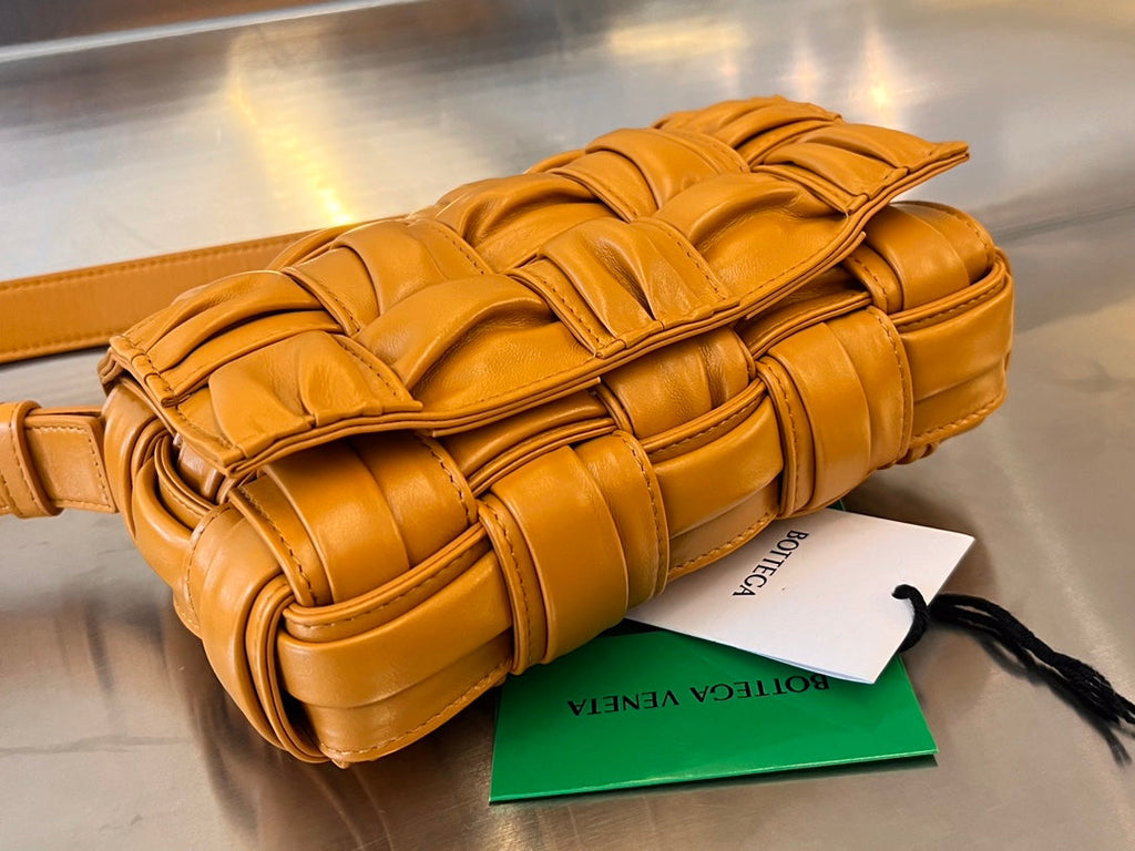 BOTTEGA VENETA MINI CASSETTE 19 IN SANDSTONE ORANGE SOFT LAMBSKIN