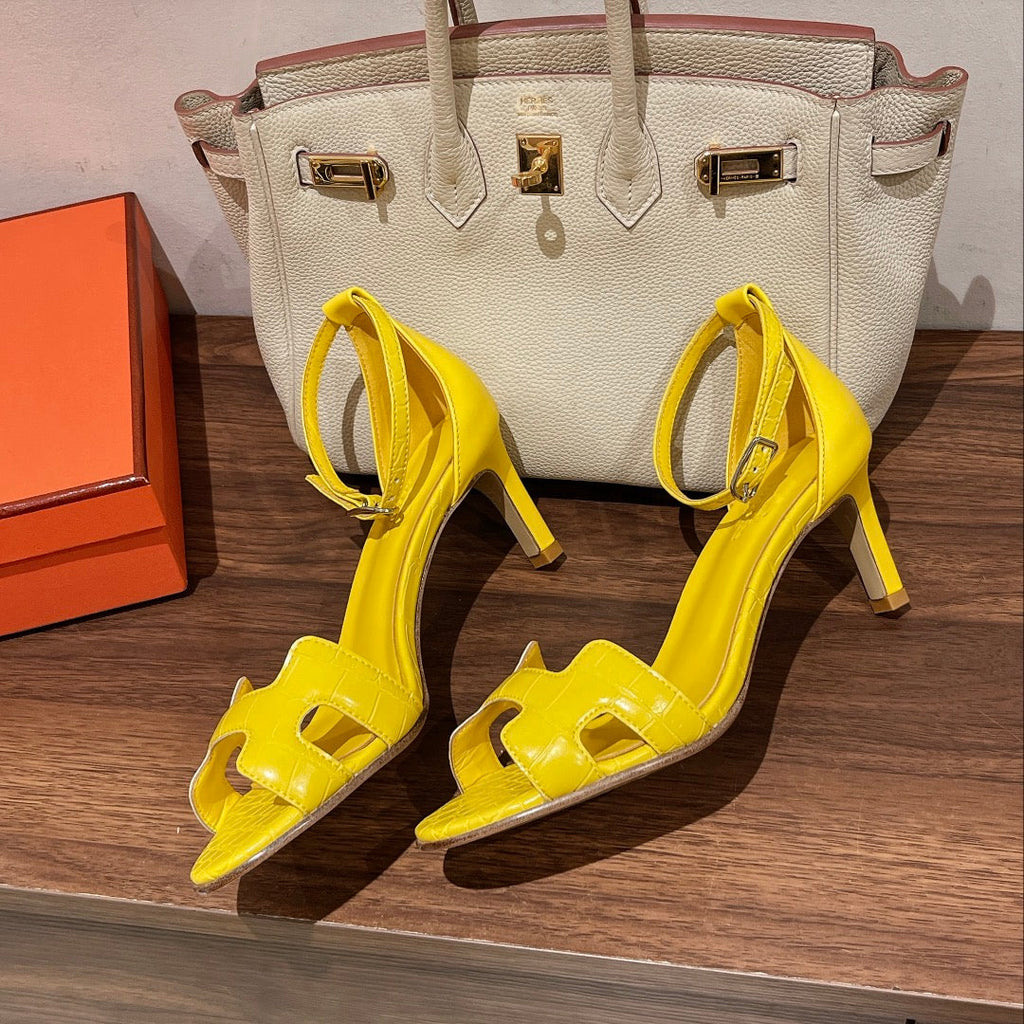 HERMES PREMIERE 70 SANDAL IN BRIGHT YELLOW CALFSKIN