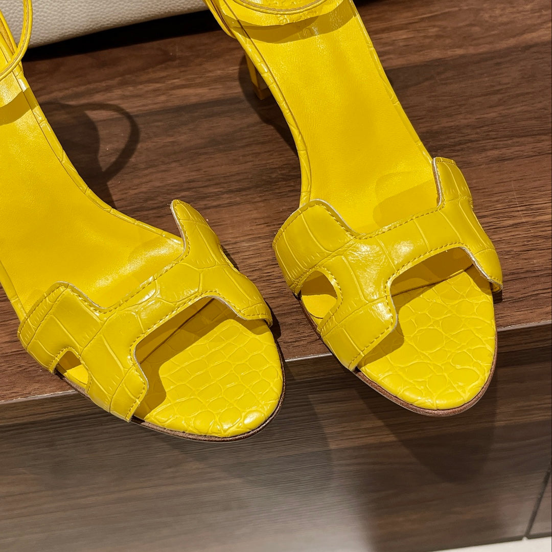 HERMES PREMIERE 105 SANDAL IN BRIGHT YELLOW CALFSKIN
