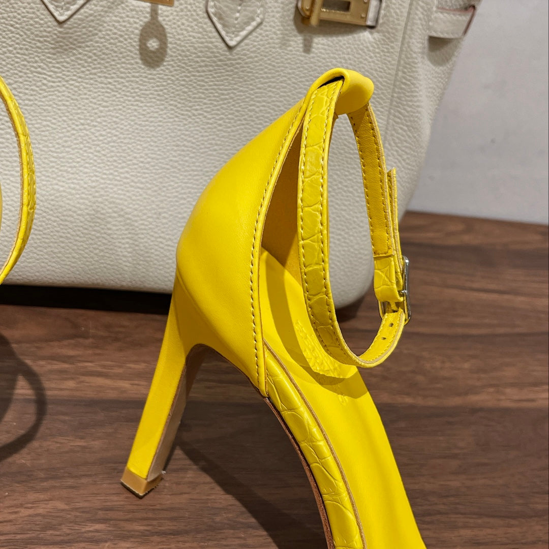 HERMES PREMIERE 105 SANDAL IN BRIGHT YELLOW CALFSKIN