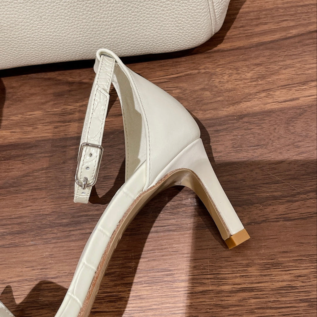HERMES PREMIERE 70 SANDAL IN WHITE CALFSKIN