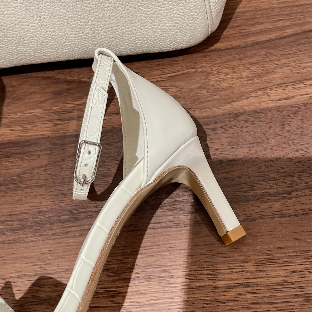 HERMES PREMIERE 70 SANDAL IN WHITE CALFSKIN