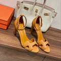 HERMES PREMIERE 105 SANDAL IN PEANUT BROWN CALFSKIN
