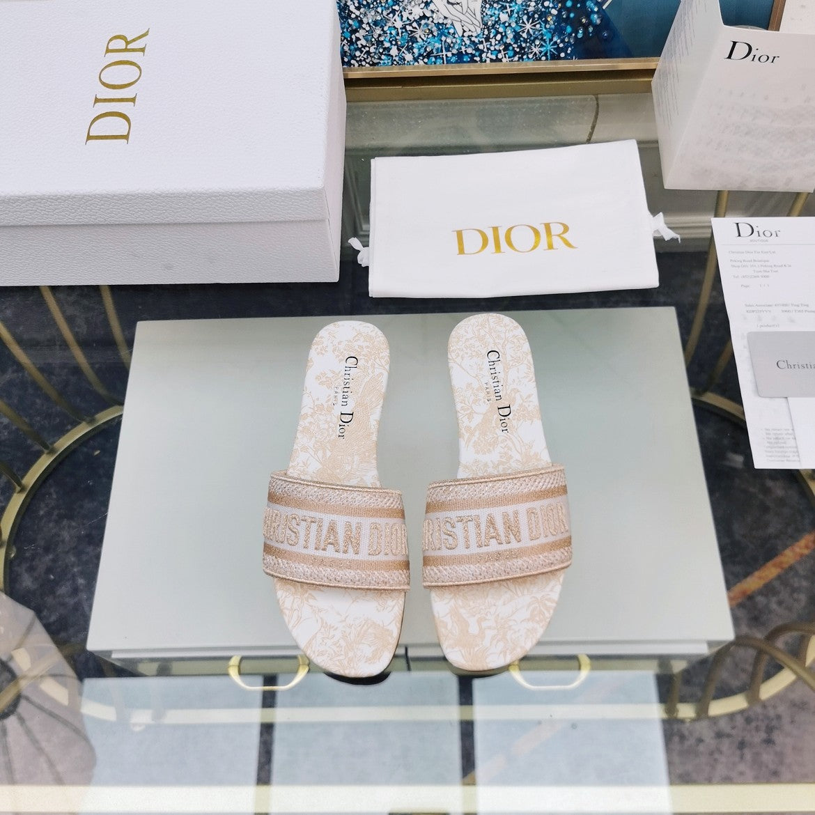 DIOR CD Mule Dway Slide 10mm Multi-motifs Style 82