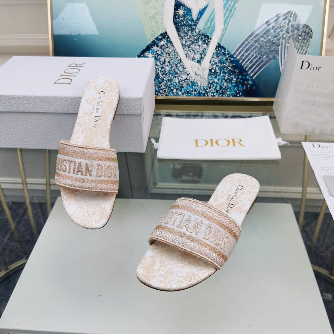 DIOR CD Mule Dway Slide 10mm Multi-motifs Style 82