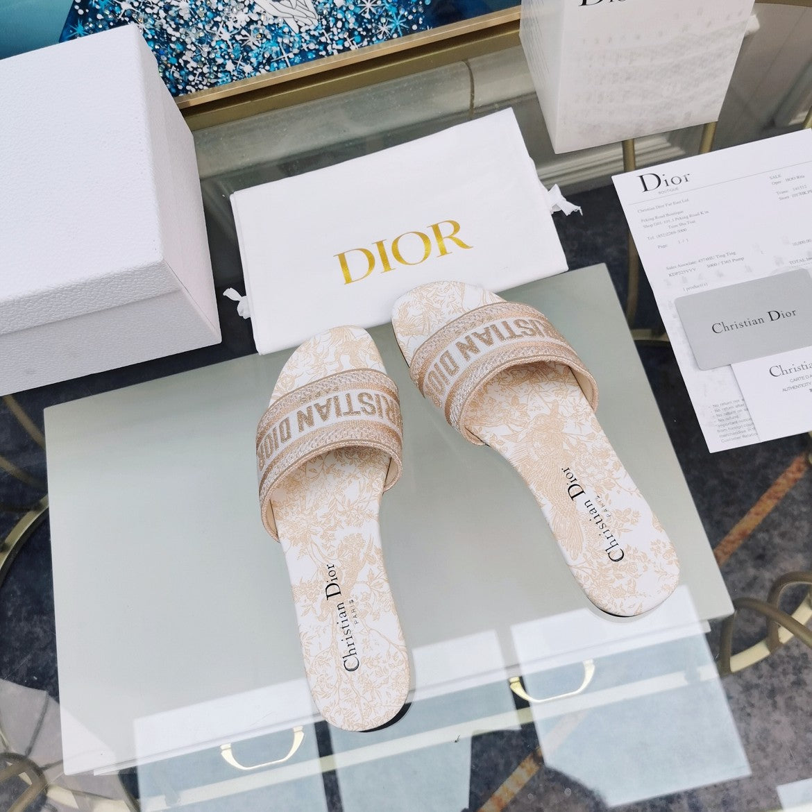 DIOR CD Mule Dway Slide 10mm Multi-motifs Style 82