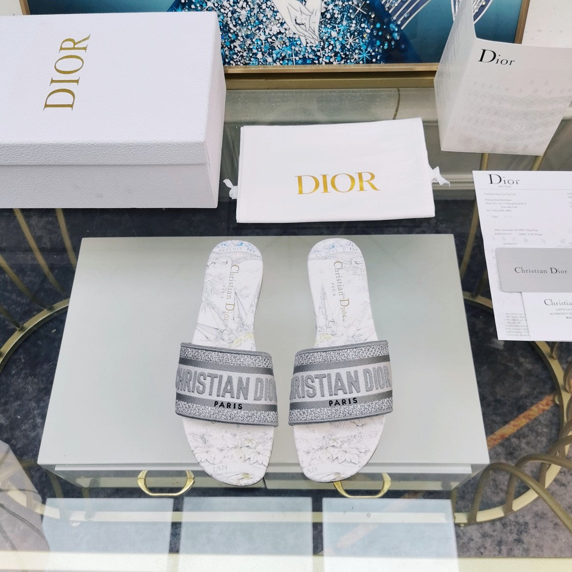 DIOR CD Mule Dway Slide 10mm Multi-motifs Style 27