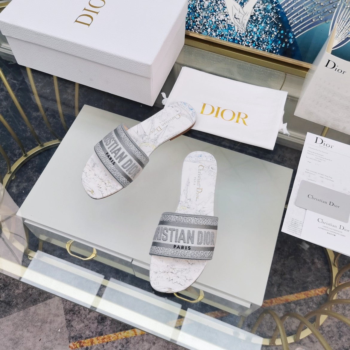 DIOR CD Mule Dway Slide 10mm Multi-motifs Style 27