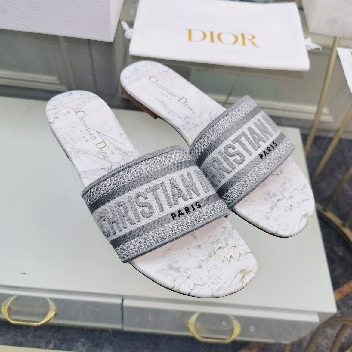 DIOR CD Mule Dway Slide 10mm Multi-motifs Style 27