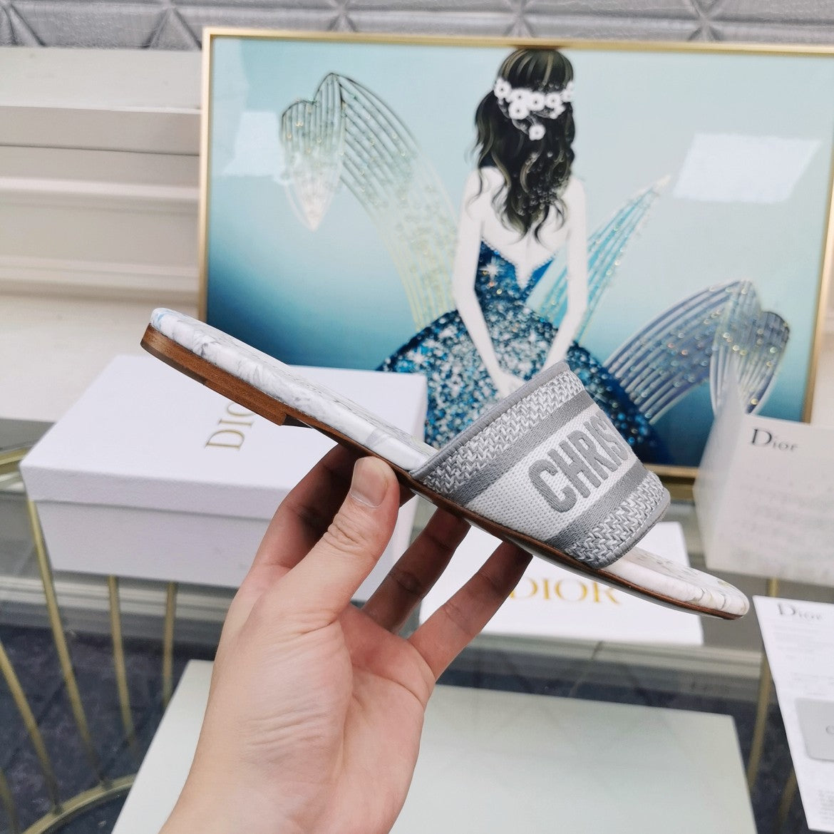 DIOR CD Mule Dway Slide 10mm Multi-motifs Style 27