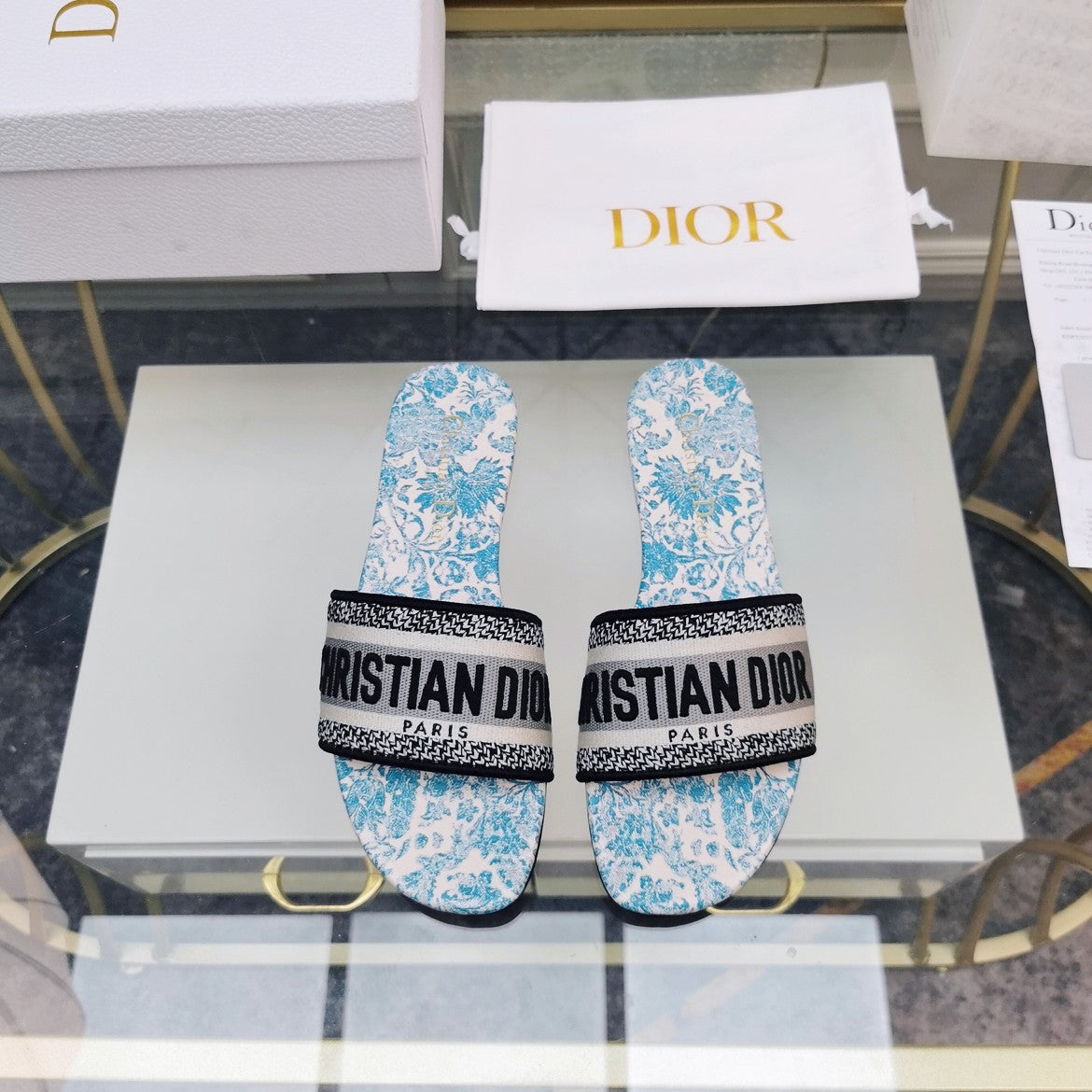DIOR CD Mule Dway Slide 10mm Multi-motifs Style 74