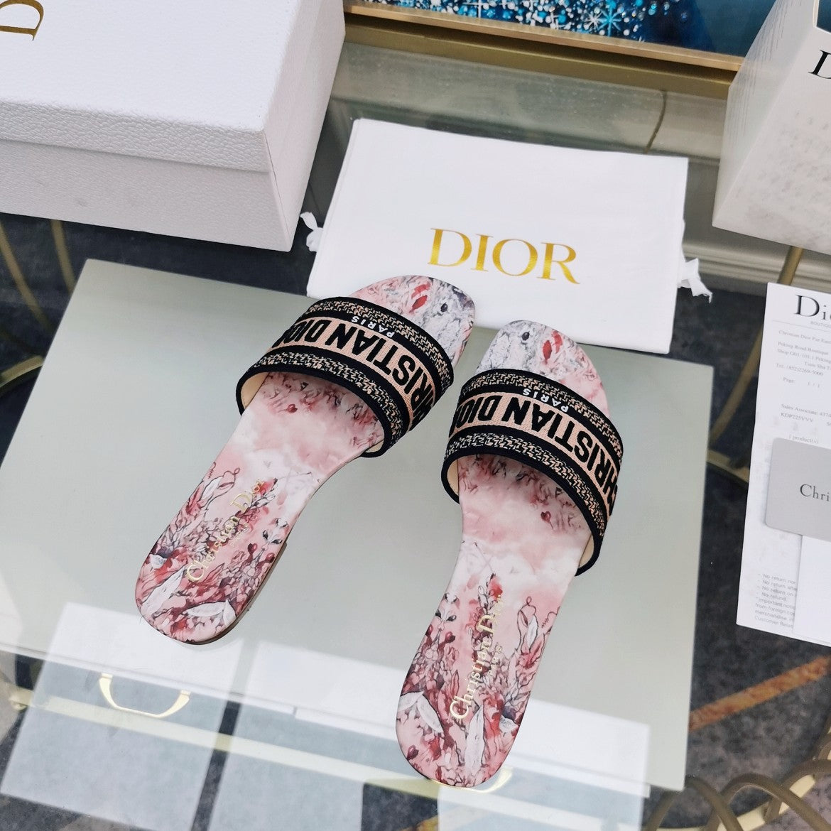 DIOR CD Mule Dway Slide 10mm Multi-motifs Style 73