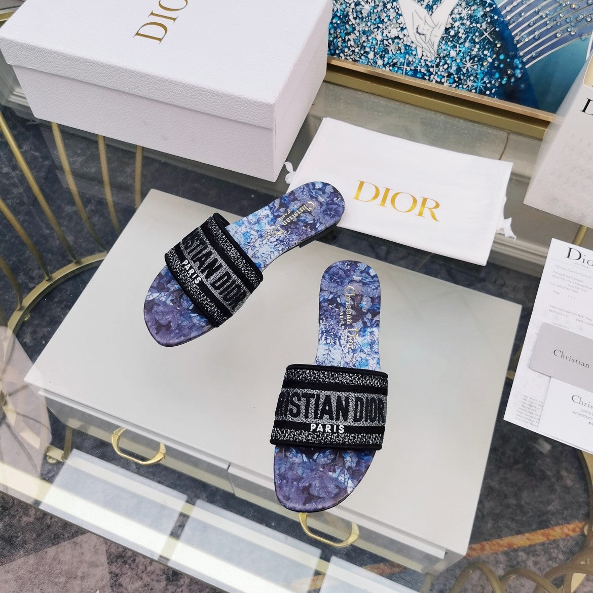 DIOR CD Mule Dway Slide 10mm Multi-motifs Style 72