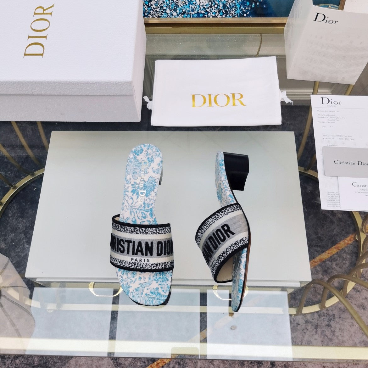 DIOR CD Mule Dway Heeled Slide 45mm Style 33