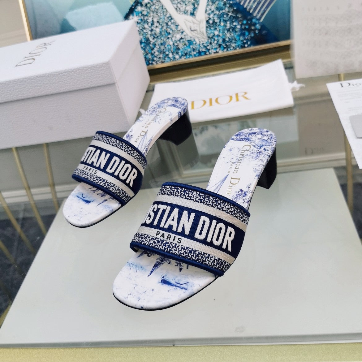 DIOR CD Mule Dway Heeled Slide 45mm Style 40