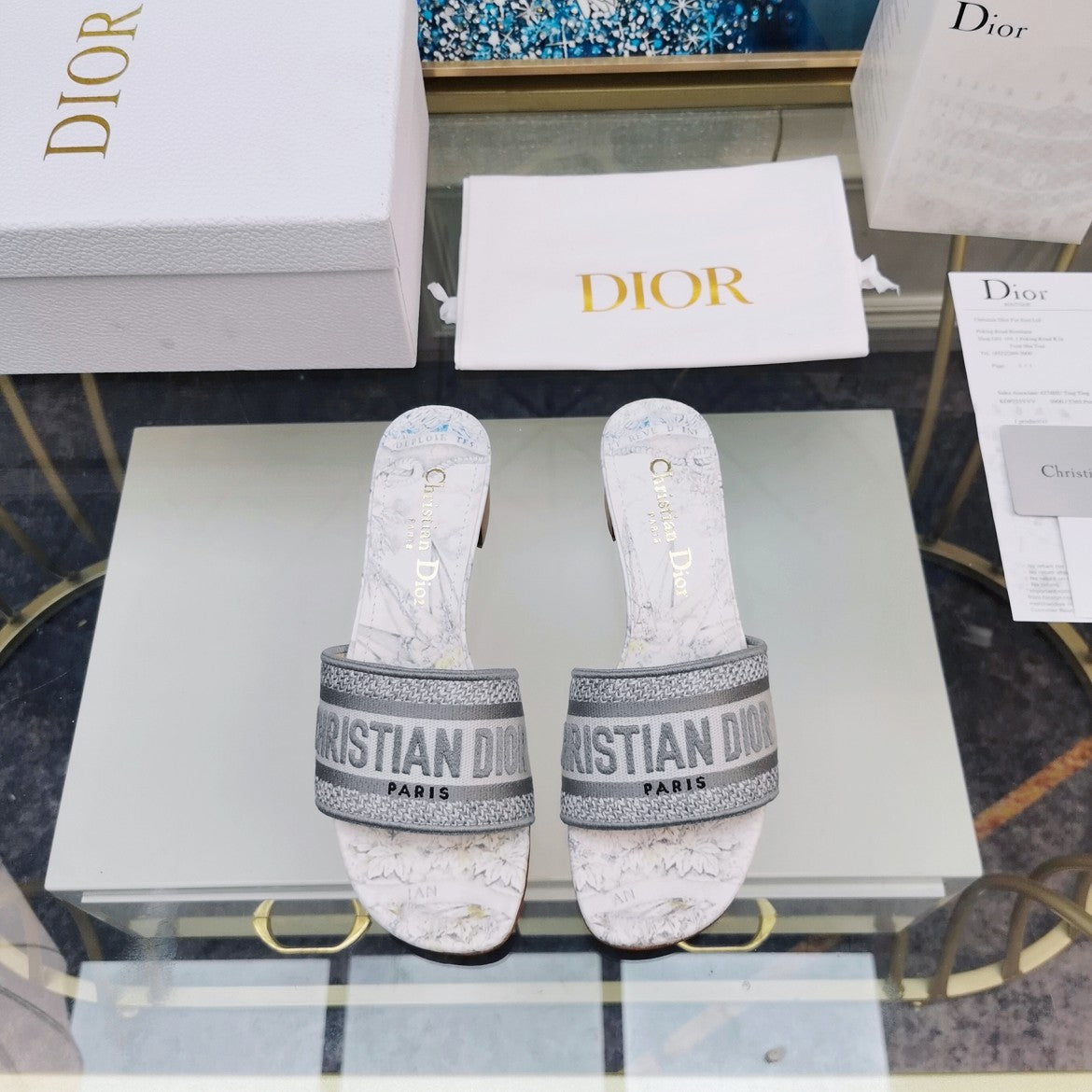DIOR CD Mule Dway Heeled Slide 45mm Style 38