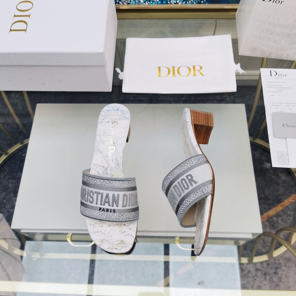 DIOR CD Mule Dway Heeled Slide 45mm Style 38