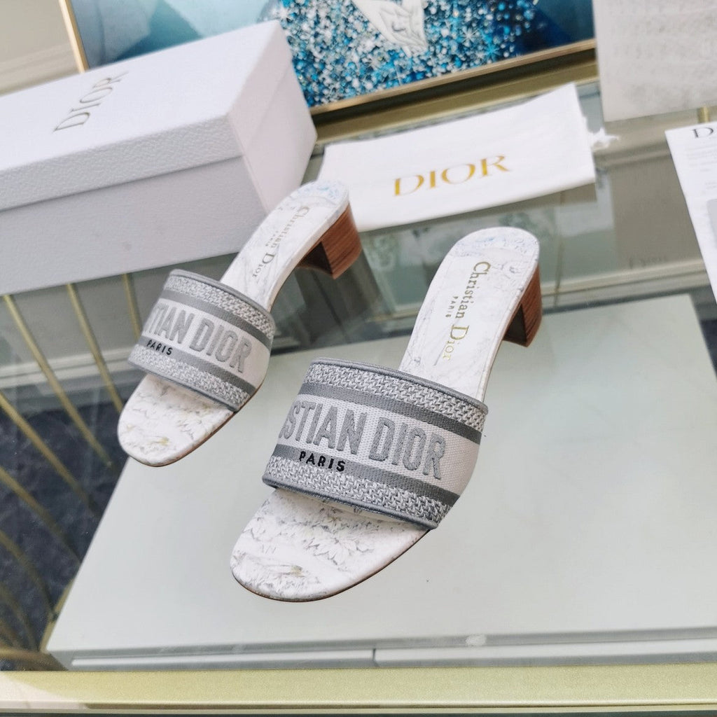 DIOR CD Mule Dway Heeled Slide 45mm Style 38