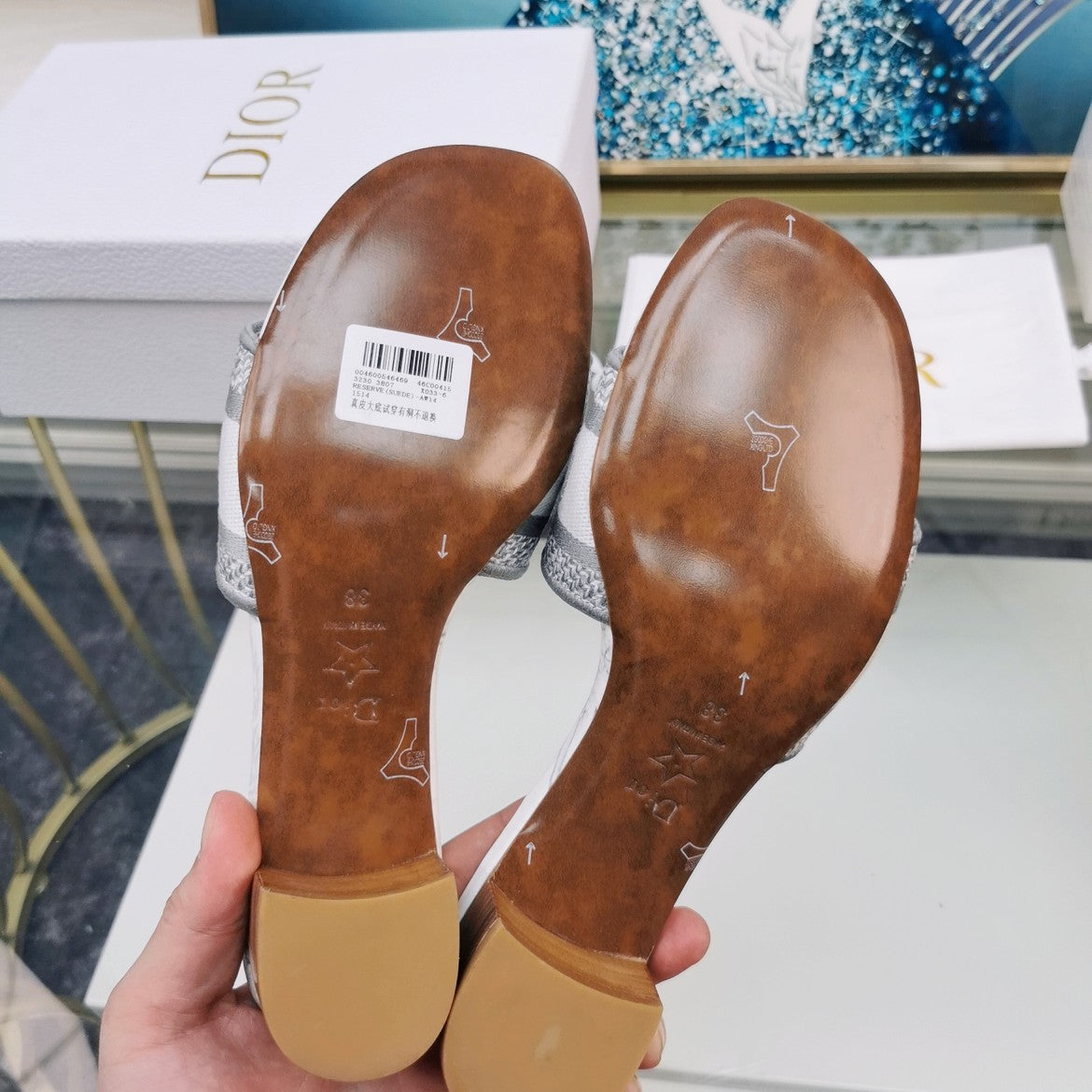DIOR CD Mule Dway Heeled Slide 45mm Style 38