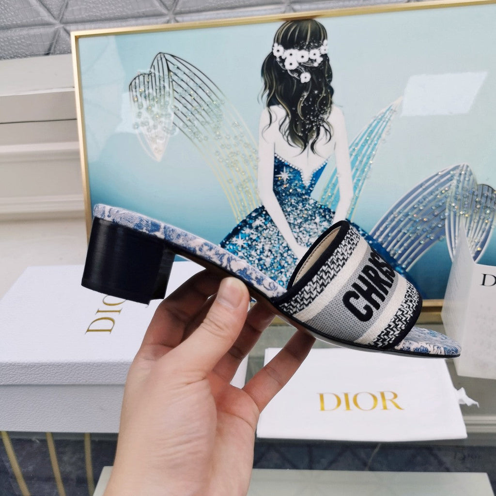 DIOR CD Mule Dway Heeled Slide 45mm Style 34