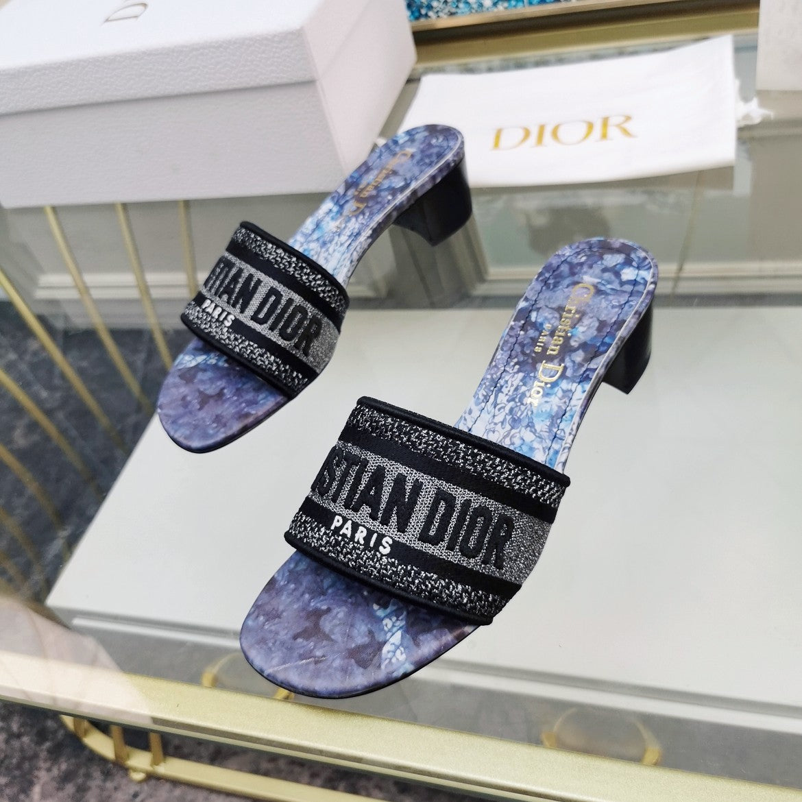 DIOR CD Mule Dway Heeled Slide 45mm Style 30