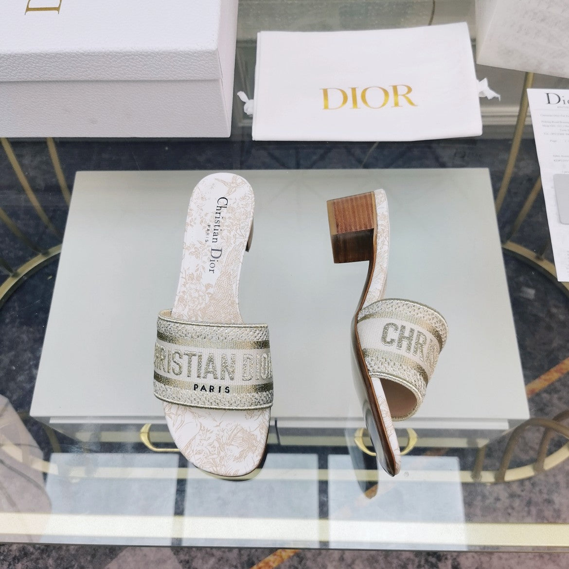 DIOR CD Mule Dway Heeled Slide 45mm Style 36
