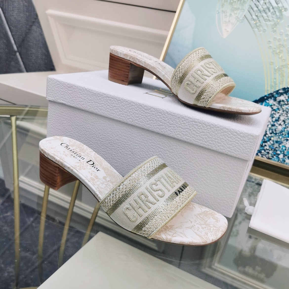 DIOR CD Mule Dway Heeled Slide 45mm Style 36