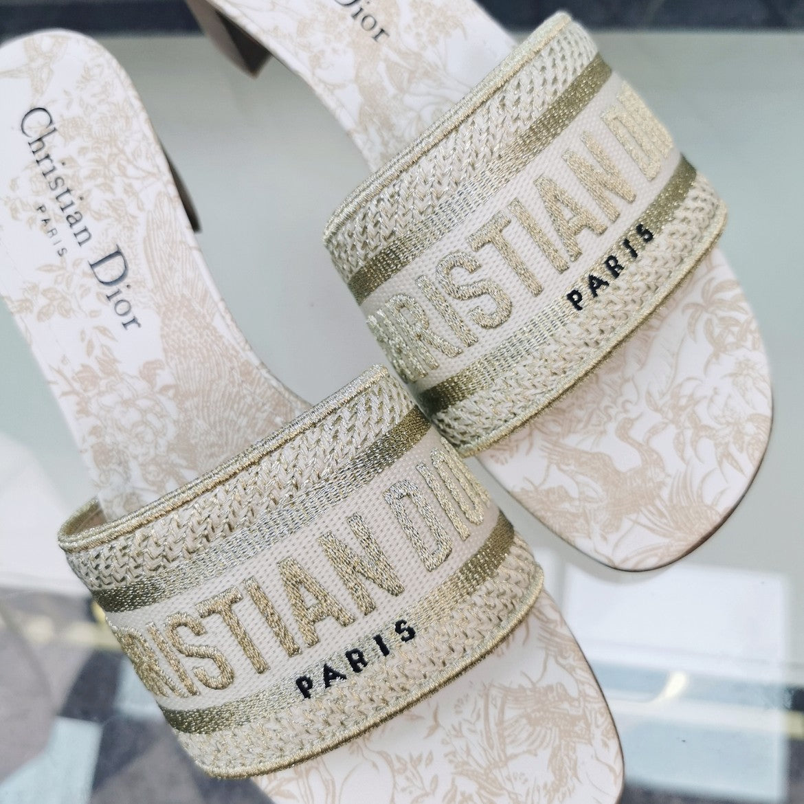 DIOR CD Mule Dway Heeled Slide 45mm Style 36